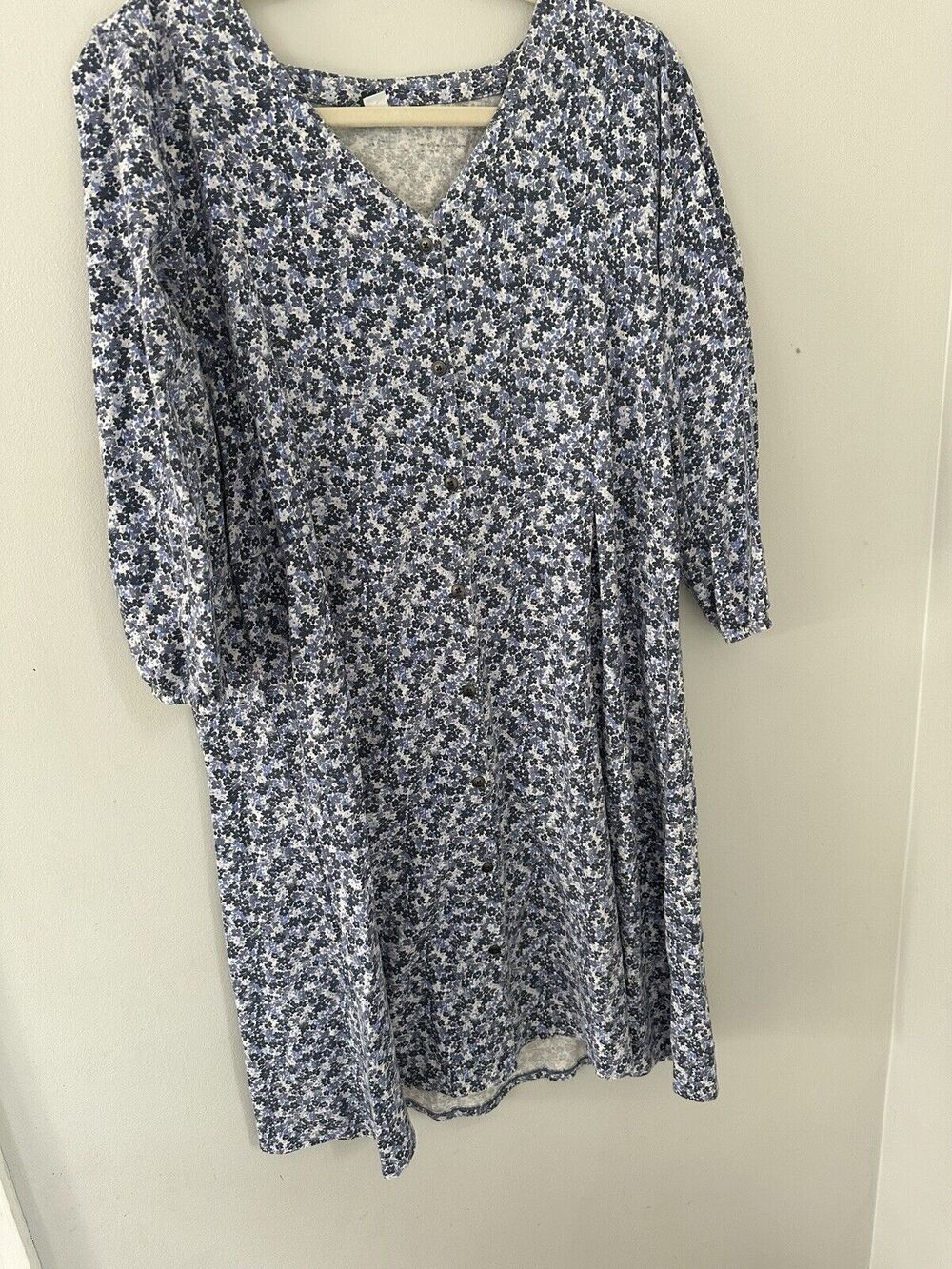 J. Jill Blue Jasmine Floral Button-Down Jersey Knit Dress M Cottagecore